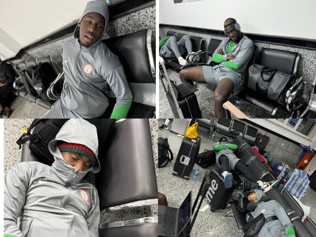 Photos of Super Eagles Players held hostage at Libyan airport