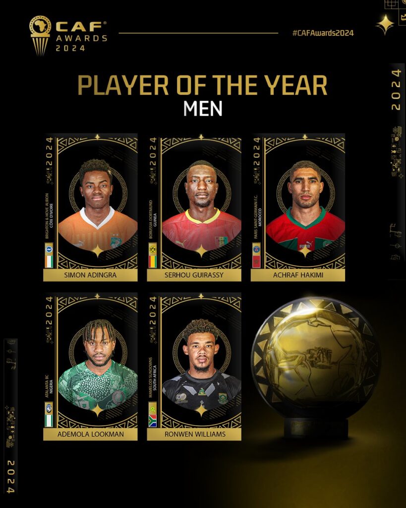 Ademola Lookman makes the final list of CAF Player of the Year (Men) Award