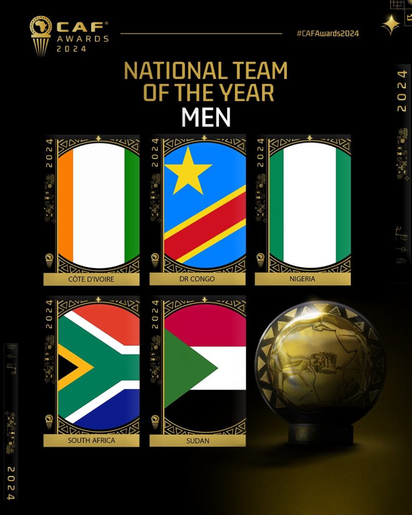 Nigeria makes the final shortlist of National Team of the Year (Men) award for the 2024 CAF Awards