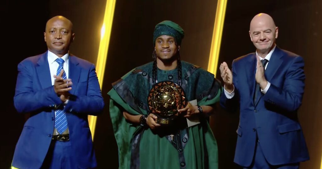 Photos of Ademola Lookman with his CAF Men's Player of the Year Award